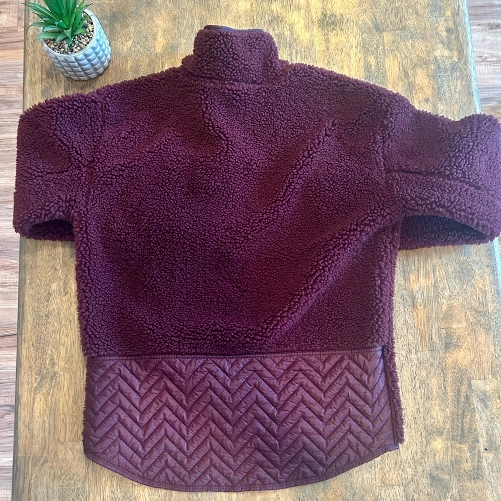 Athleta Altitude Sherpa Snap Pullover Burgundy Small - Picture 2 of 5